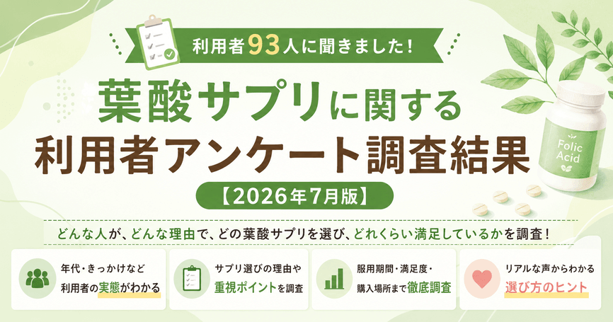 葉酸サプリに関する利用者アンケート調査結果【2026年7月版】