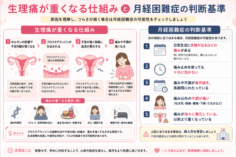 生理痛が重くなる仕組みと月経困難症の判断基準に関する解説