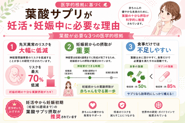 葉酸サプリが妊活・妊娠中に必要な医学的根拠